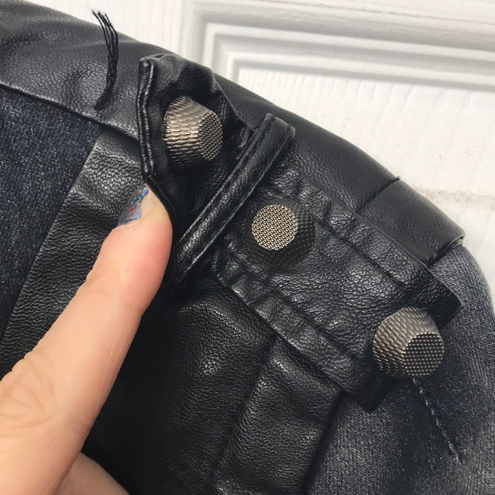 Rare Denim Leather Look Motto Jacket - Picture 5 of 7